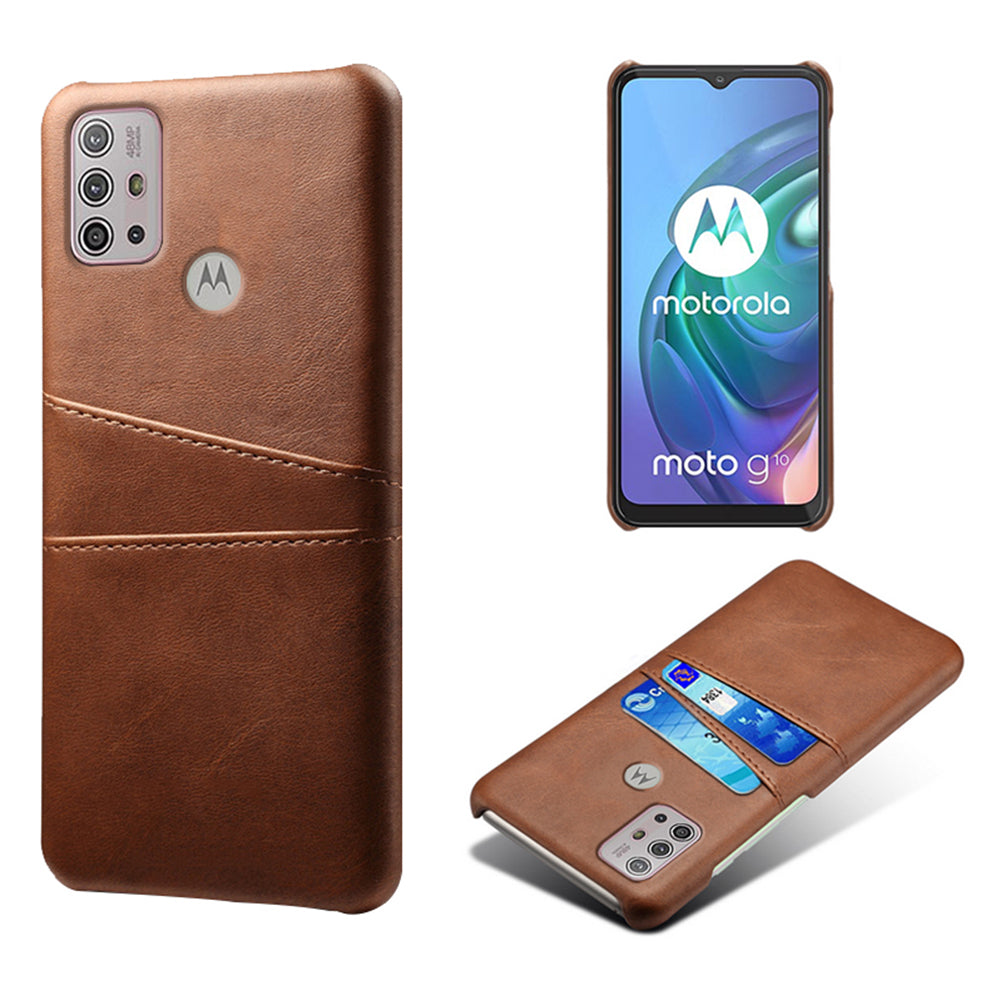 KSQ PU Leather Coated PC Mobile Phone Cover Protector with Card Slots for Motorola Moto G10/G30/G20