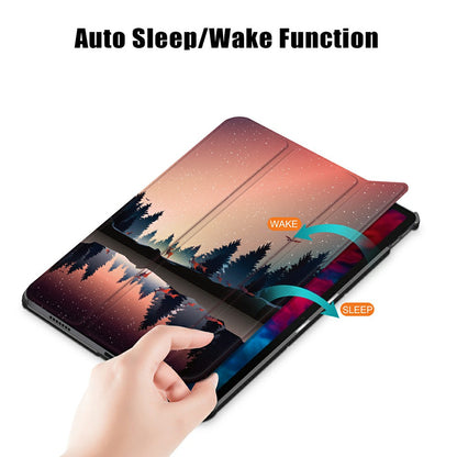 Pattern Printing Tri-Fold Stand Sleep/Wake Leather Tablet Cover Case for Lenovo Tab P11 Pro J716 / TB-J706F