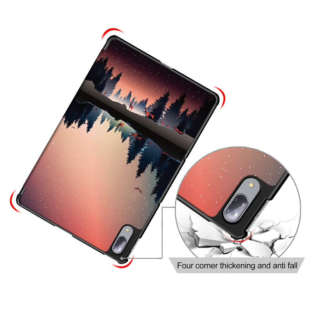 Pattern Printing Tri-Fold Stand Sleep/Wake Leather Tablet Cover Case for Lenovo Tab P11 Pro J716 / TB-J706F