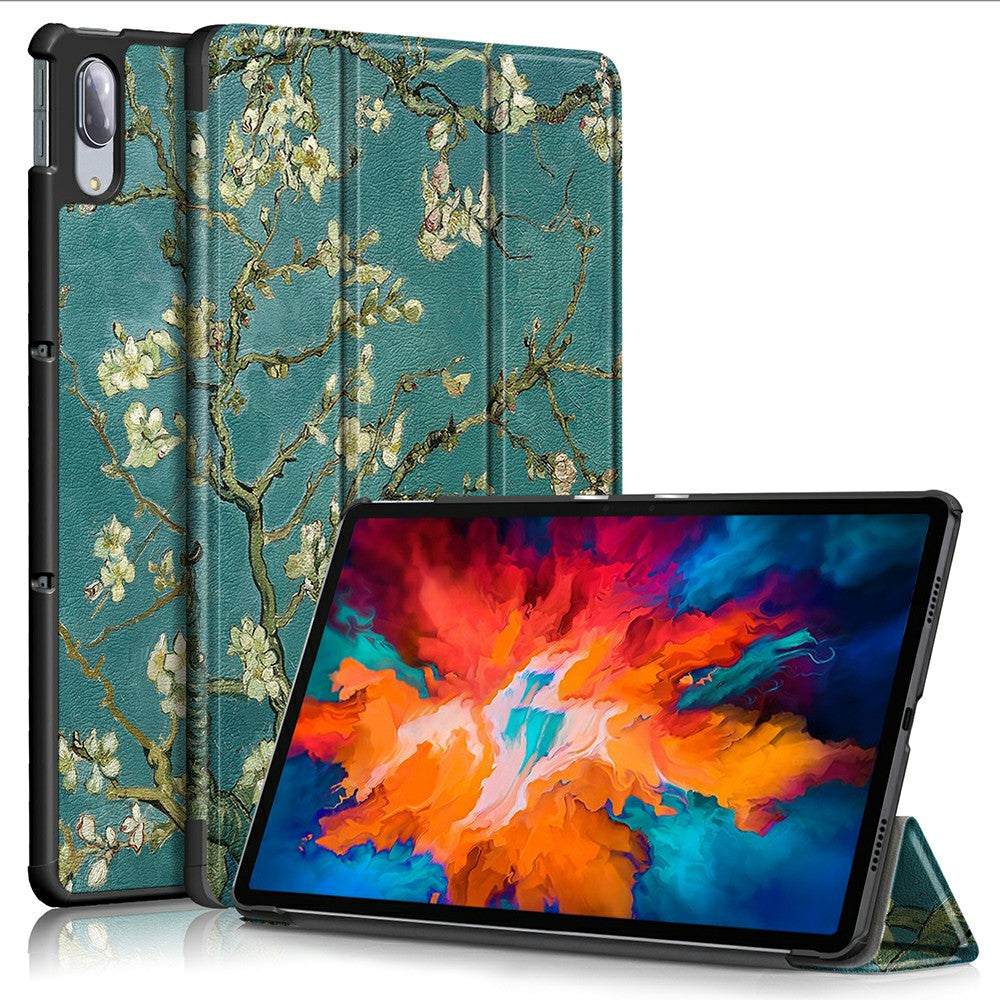 Pattern Printing Tri-Fold Stand Sleep/Wake Leather Tablet Cover Case for Lenovo Tab P11 Pro J716 / TB-J706F