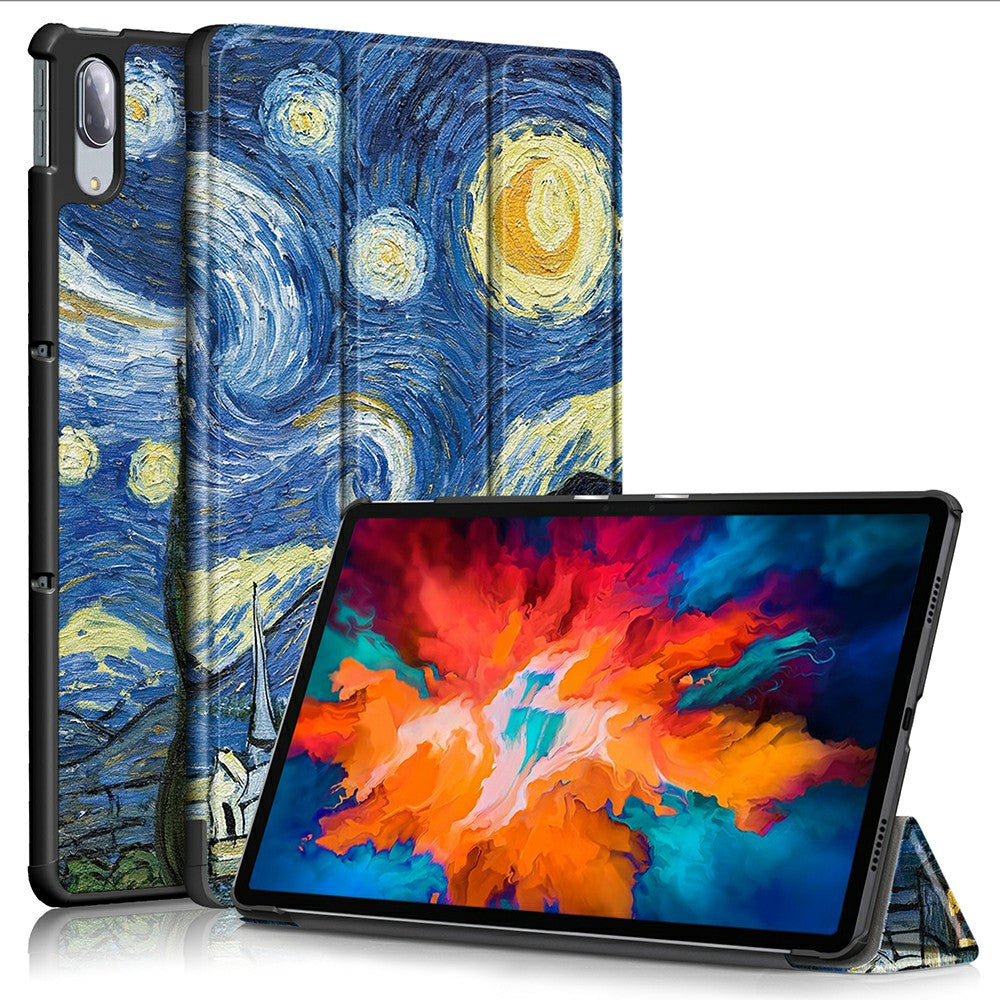 Pattern Printing Tri-Fold Stand Sleep/Wake Leather Tablet Cover Case for Lenovo Tab P11 Pro J716 / TB-J706F