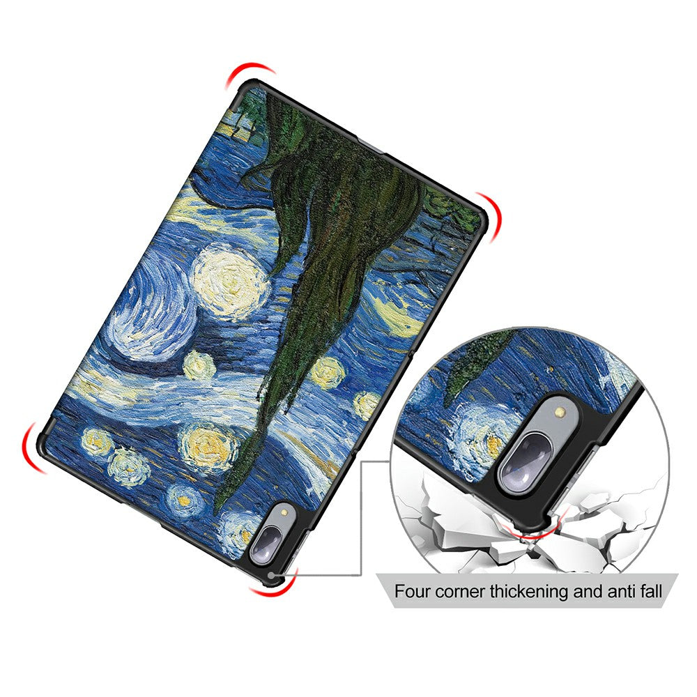 Pattern Printing Tri-Fold Stand Sleep/Wake Leather Tablet Cover Case for Lenovo Tab P11 Pro J716 / TB-J706F