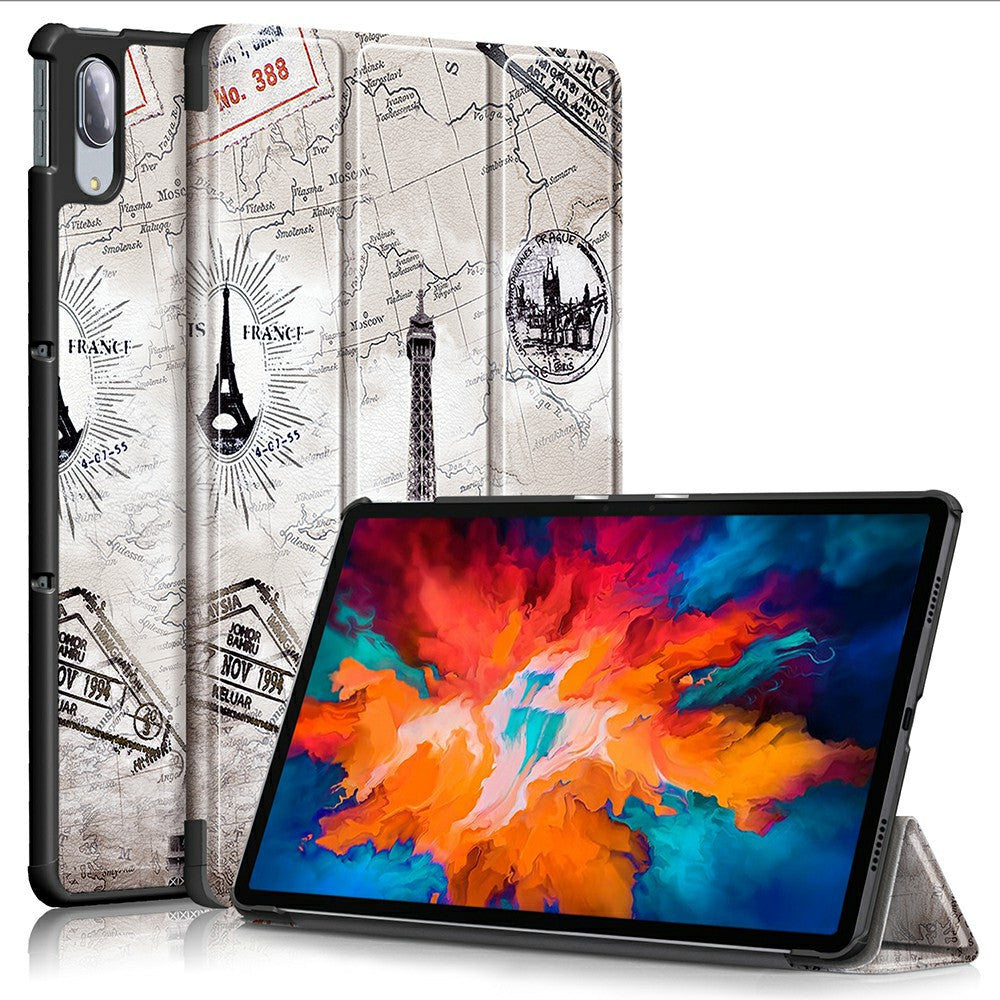 Pattern Printing Tri-Fold Stand Sleep/Wake Leather Tablet Cover Case for Lenovo Tab P11 Pro J716 / TB-J706F