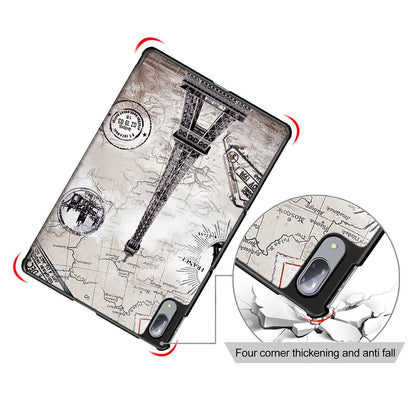 Pattern Printing Tri-Fold Stand Sleep/Wake Leather Tablet Cover Case for Lenovo Tab P11 Pro J716 / TB-J706F