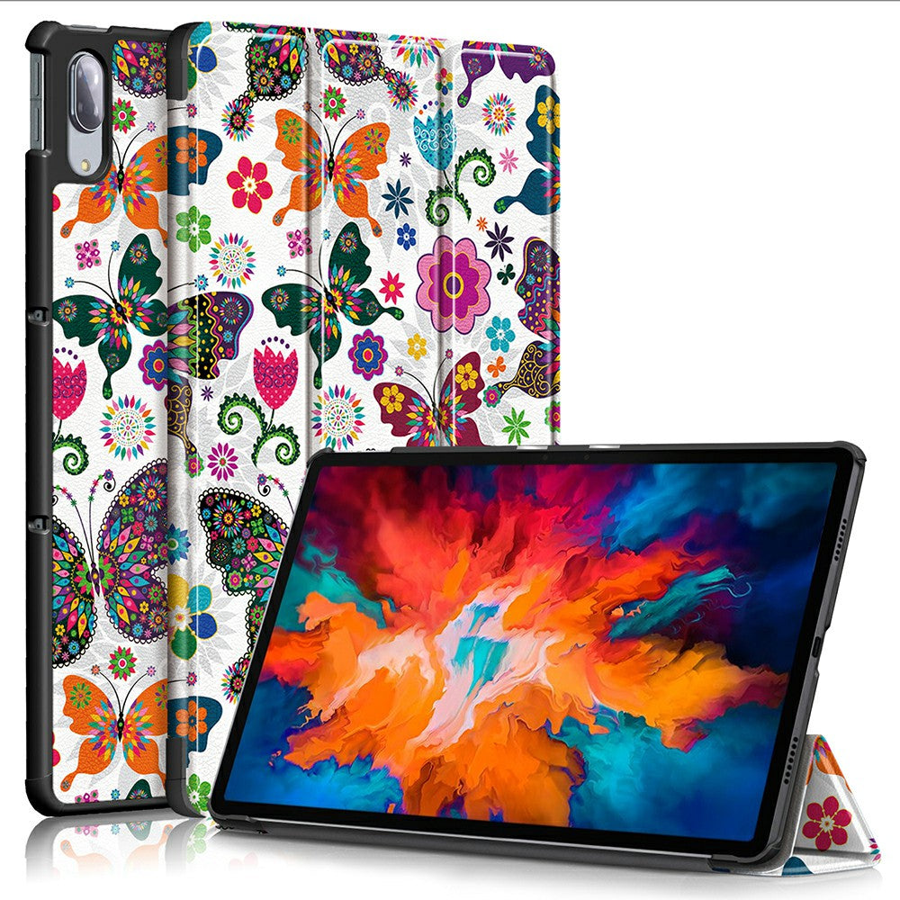 Pattern Printing Tri-Fold Stand Sleep/Wake Leather Tablet Cover Case for Lenovo Tab P11 Pro J716 / TB-J706F