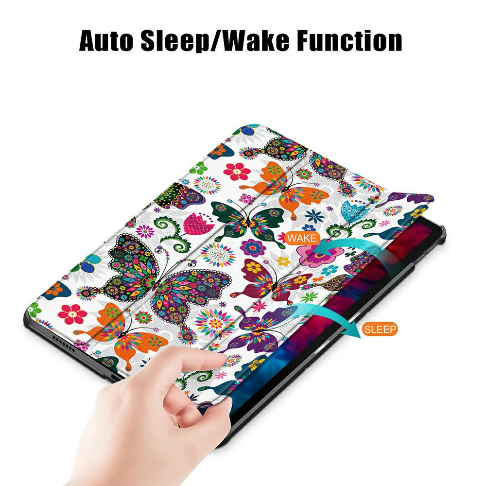 Pattern Printing Tri-Fold Stand Sleep/Wake Leather Tablet Cover Case for Lenovo Tab P11 Pro J716 / TB-J706F