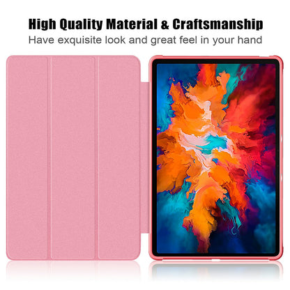 Tri-fold Stand Cloth Skin PU Leather Tablet Case Smart Cover for Lenovo Tab P11 Pro TB-J706F