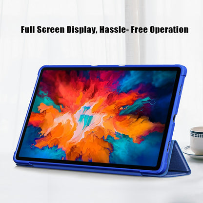 Tri-fold Stand Cloth Skin PU Leather Tablet Case Smart Cover for Lenovo Tab P11 Pro TB-J706F