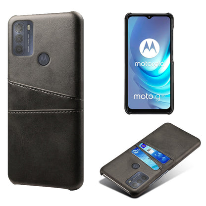 KSQ Double Card Slots PU Leather Coated PC Shell Cover Case for Motorola Moto G50