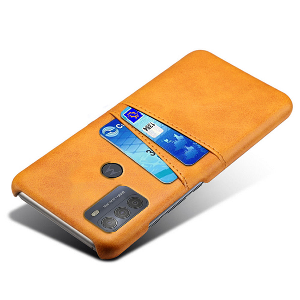 KSQ Double Card Slots PU Leather Coated PC Shell Cover Case for Motorola Moto G50