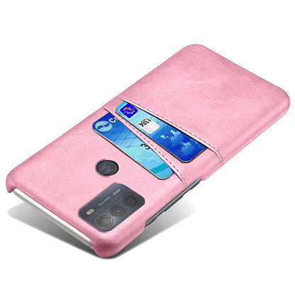 KSQ Double Card Slots PU Leather Coated PC Shell Cover Case for Motorola Moto G50