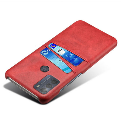 KSQ Double Card Slots PU Leather Coated PC Shell Cover Case for Motorola Moto G50