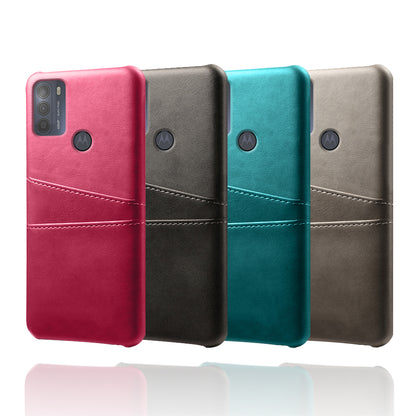 KSQ Double Card Slots PU Leather Coated PC Shell Cover Case for Motorola Moto G50