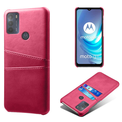 KSQ Double Card Slots PU Leather Coated PC Shell Cover Case for Motorola Moto G50