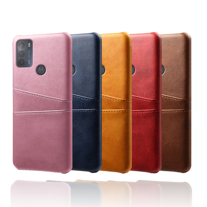 KSQ Double Card Slots PU Leather Coated PC Shell Cover Case for Motorola Moto G50