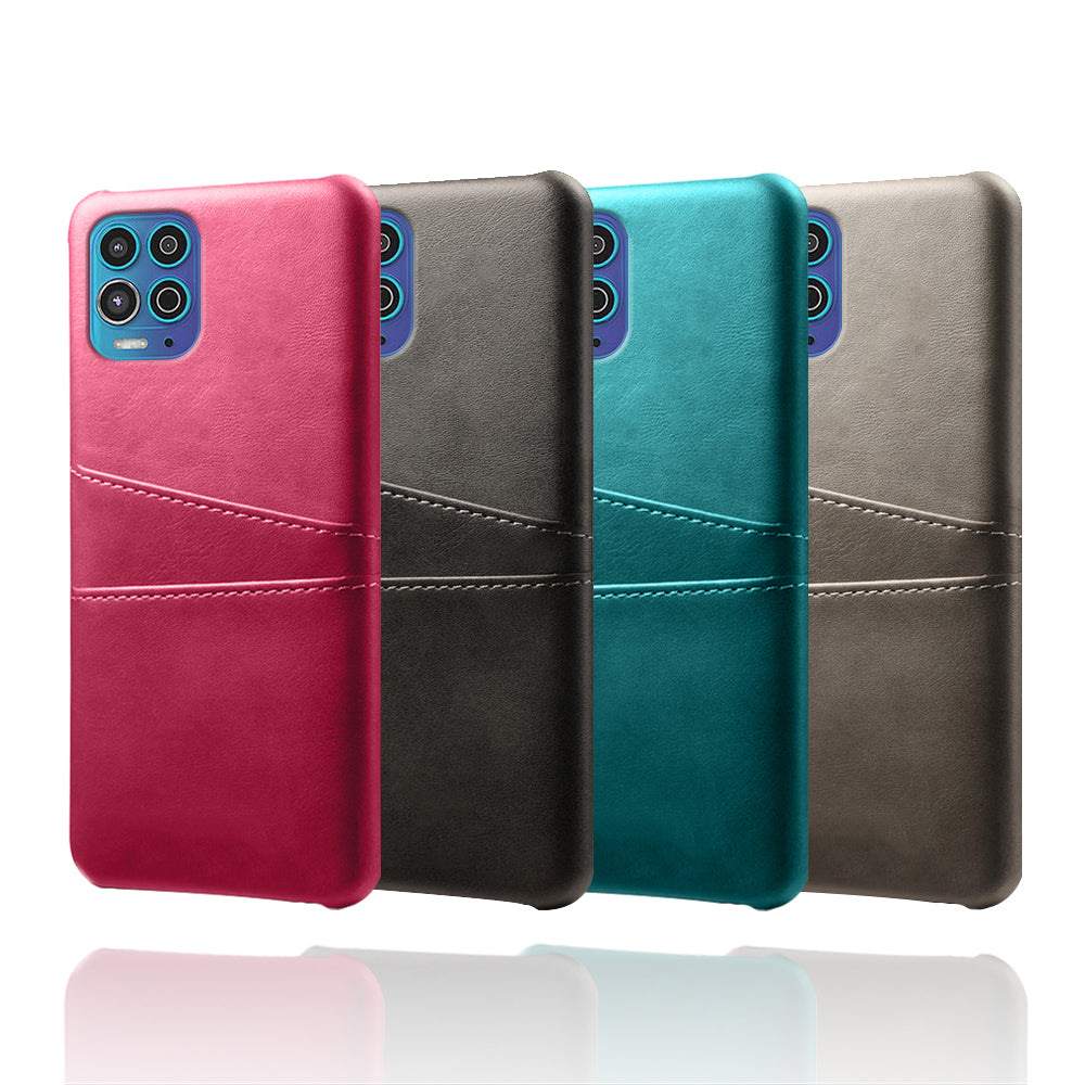 KSQ Double Card Slots PU Leather Coated PC Case for Motorola Moto G100 / Edge S