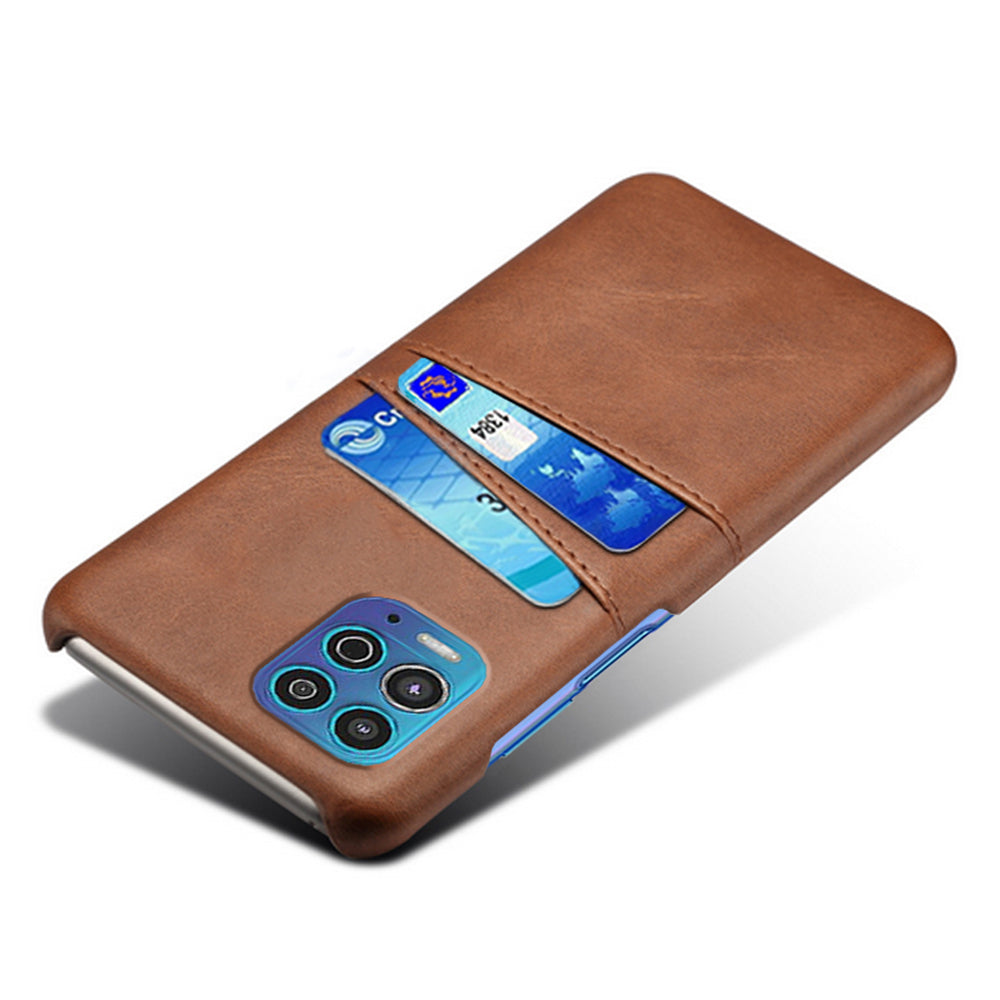 KSQ Double Card Slots PU Leather Coated PC Case for Motorola Moto G100 / Edge S