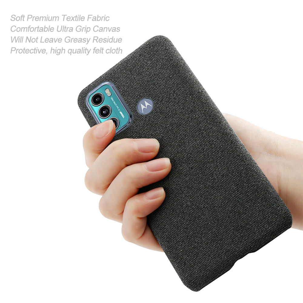 KSQ Well-Protected Solid Color Cloth Texture Plastic Hard Cover Case for 	Motorola Moto G60