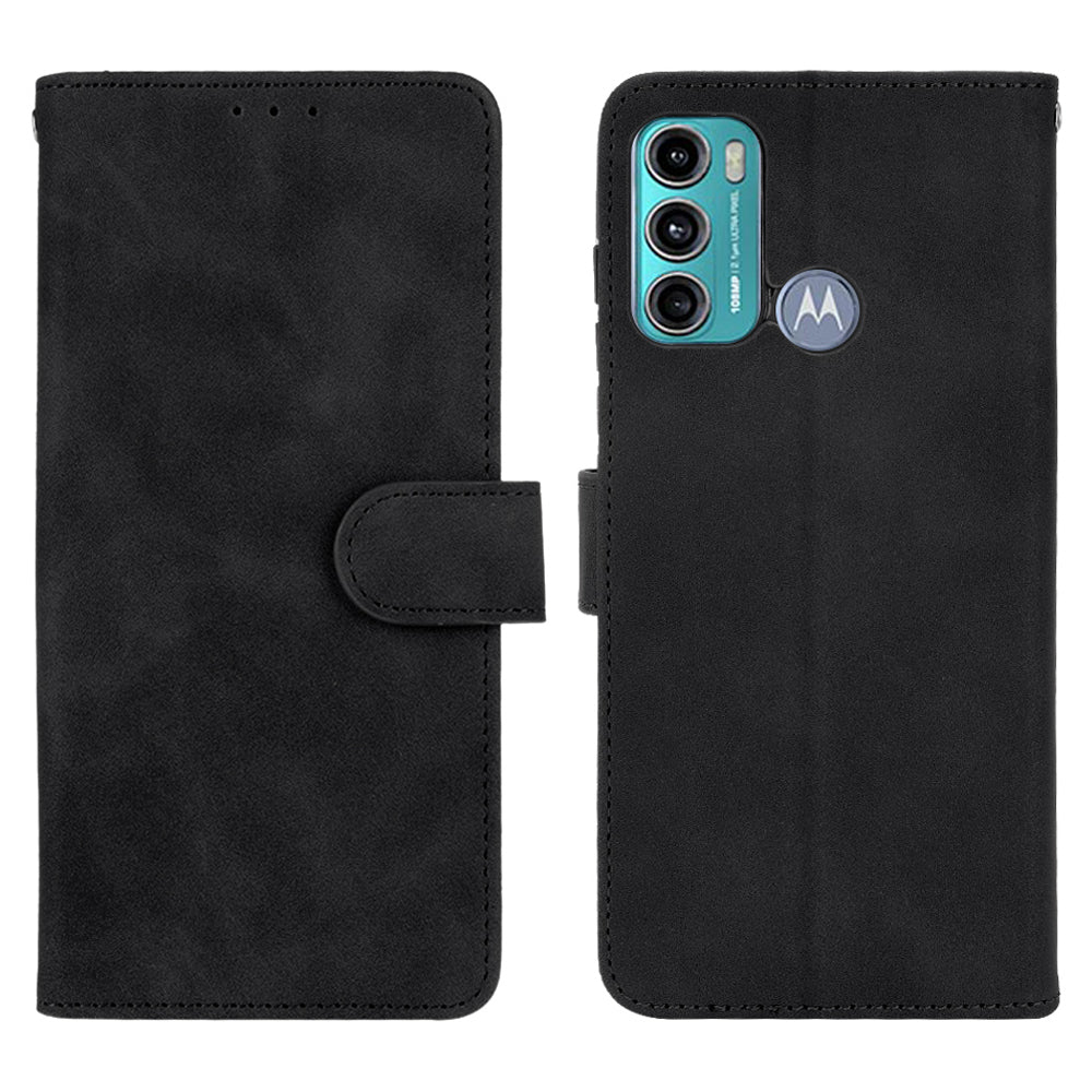 Skin-touch PU Leather Protective Phone Cover Supporting Stand Cover Wallet for Motorola Moto G60 / Moto G40 Fusion