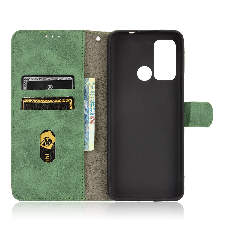 Skin-touch PU Leather Protective Phone Cover Supporting Stand Cover Wallet for Motorola Moto G60 / Moto G40 Fusion