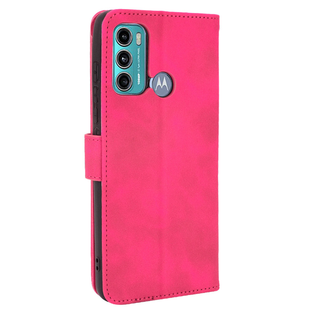 Skin-touch PU Leather Protective Phone Cover Supporting Stand Cover Wallet for Motorola Moto G60 / Moto G40 Fusion