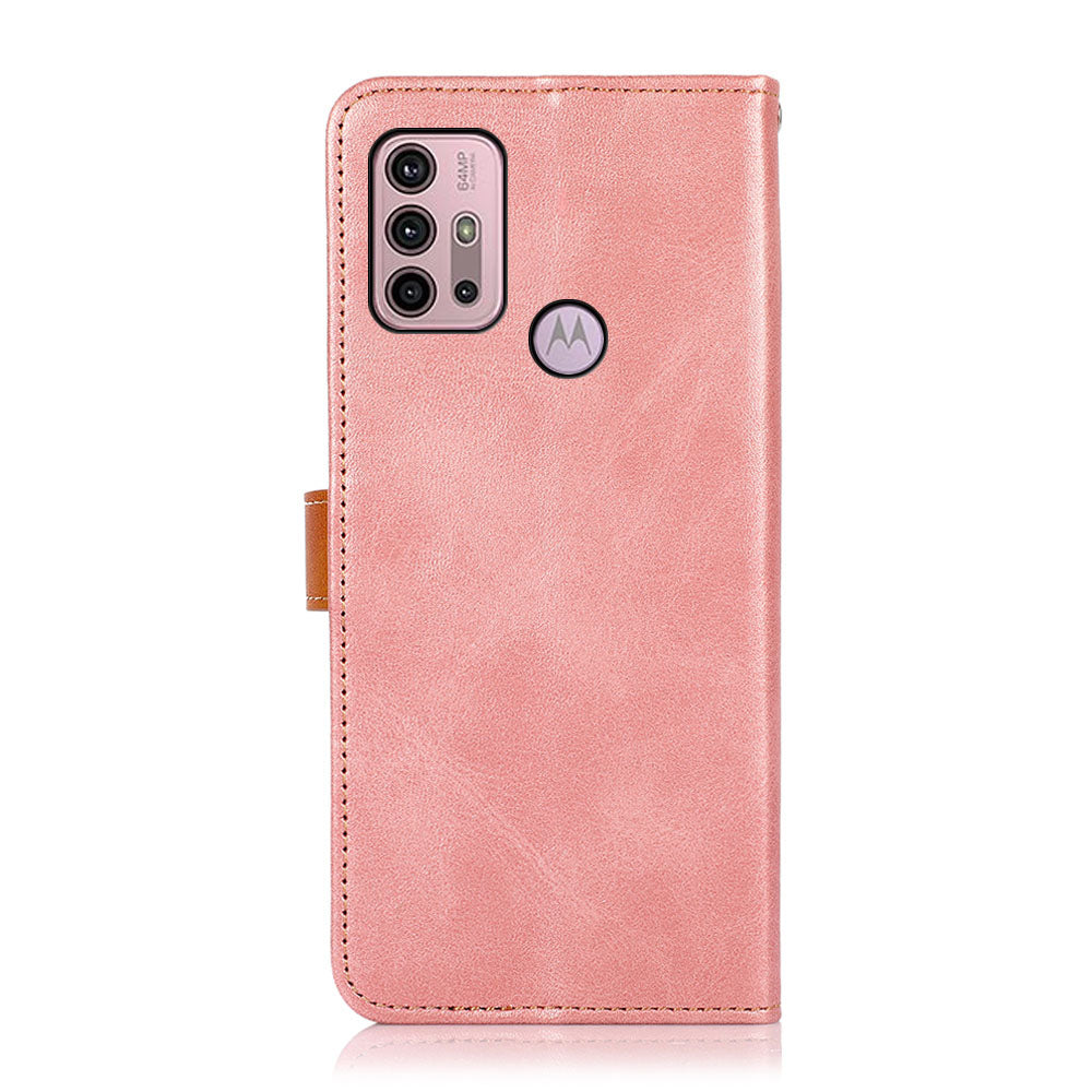 KHAZNEH Leather Cell Phone Stand Case Cover Protector with Golden Magnetic Clasp for Motorola Moto G30/G20/G10 4G/G10 Power