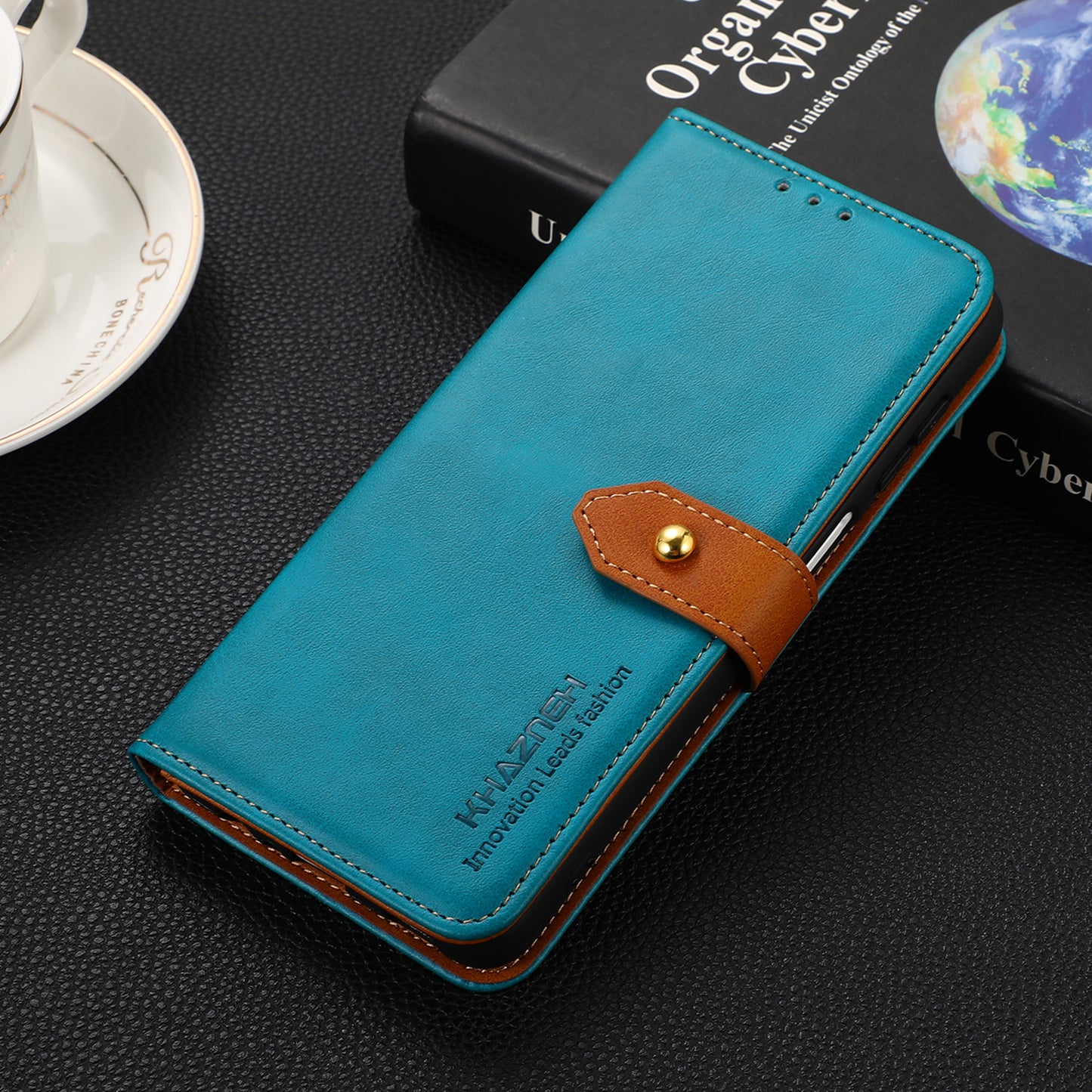 KHAZNEH Leather Cell Phone Stand Case Cover Protector with Golden Magnetic Clasp for Motorola Moto G30/G20/G10 4G/G10 Power