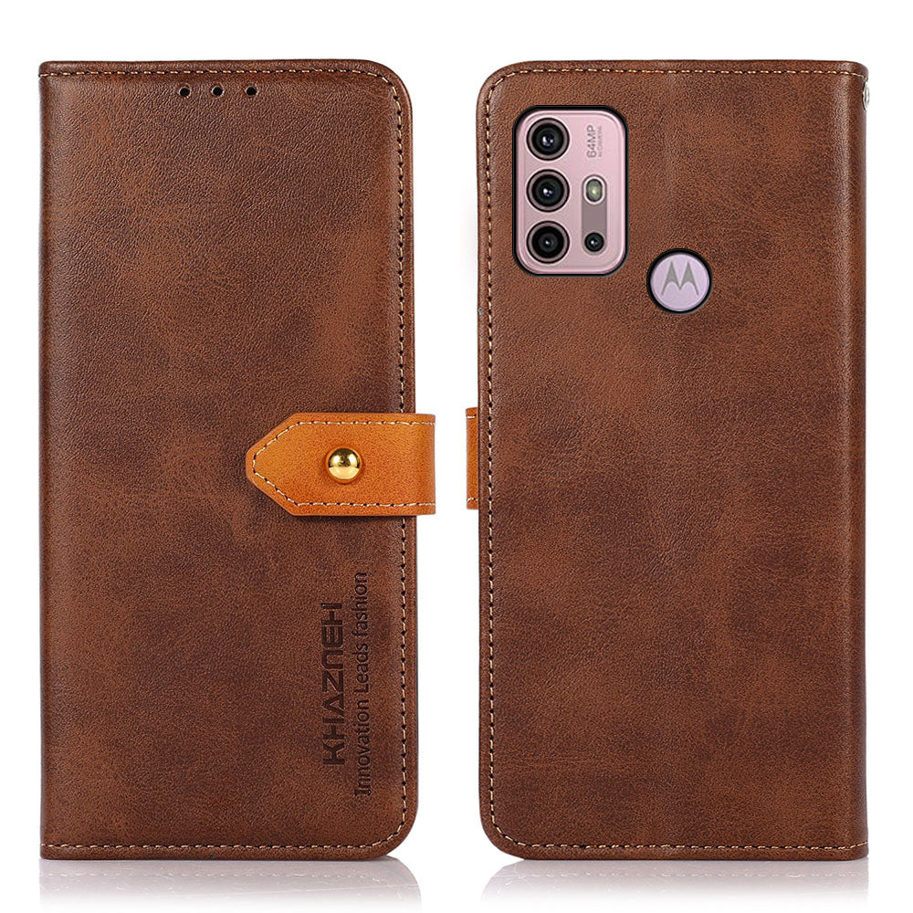 KHAZNEH Leather Cell Phone Stand Case Cover Protector with Golden Magnetic Clasp for Motorola Moto G30/G20/G10 4G/G10 Power