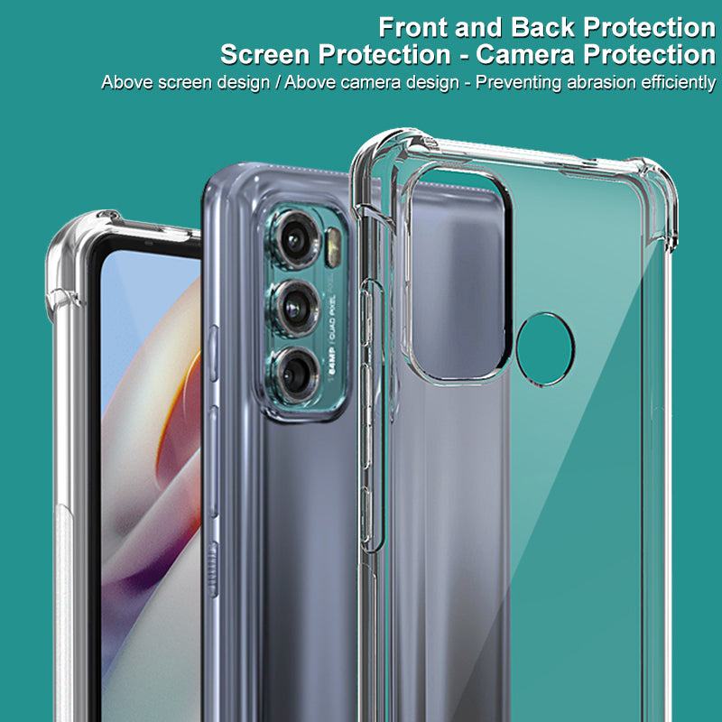 IMAK Shock-Proof Full Coverage Flexible TPU Cover Case + Clear Screen Protector for Motorola Moto G60/G40 Fusion