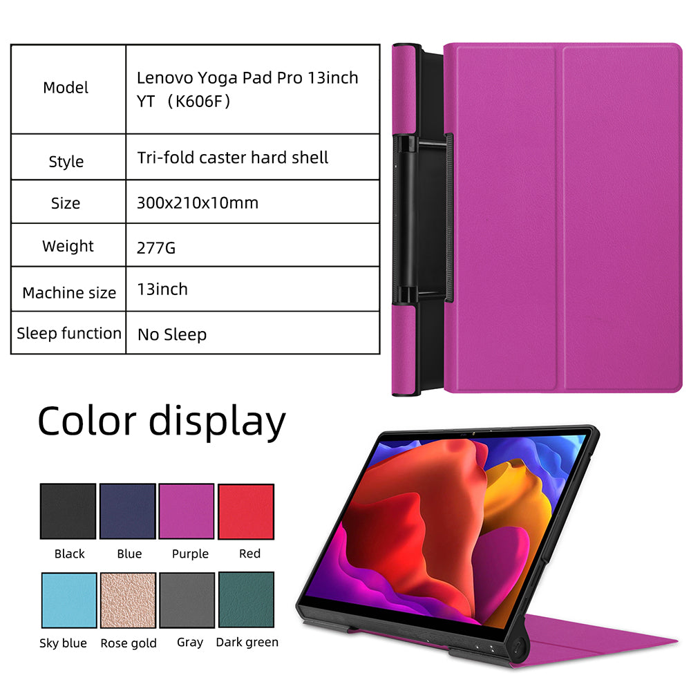 Plain PU Leather Case with Kickstand for Lenovo Yoga Pad Pro 13-inch/Yoga Tab 13