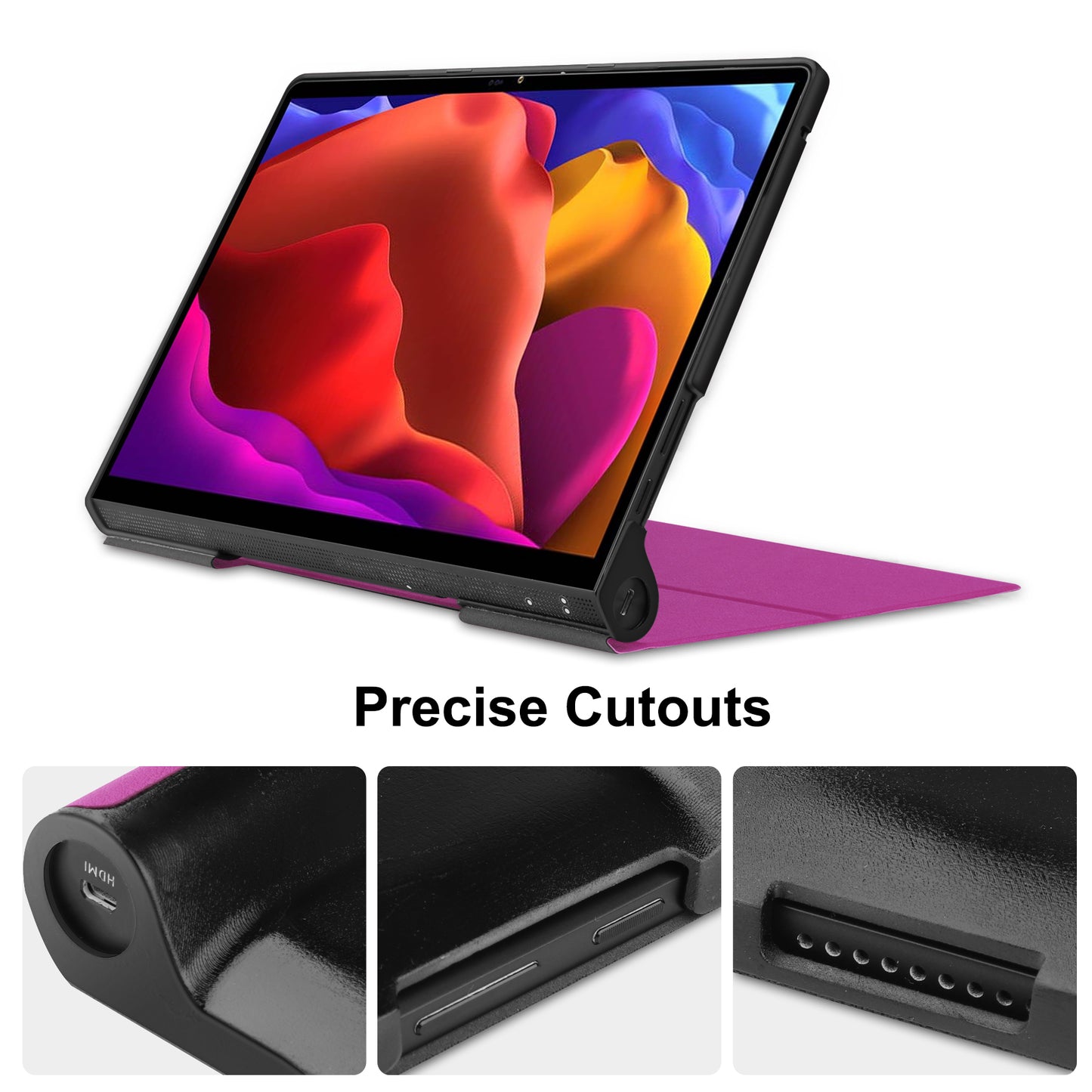 Plain PU Leather Case with Kickstand for Lenovo Yoga Pad Pro 13-inch/Yoga Tab 13