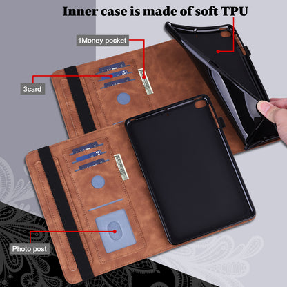 Leather Wallet Stand Tablet Cover with Flower Pattern Imprinting for Lenovo Tab M10 Plus/Smart Tab M10 FHD Plus TB-X606F/TB-606X