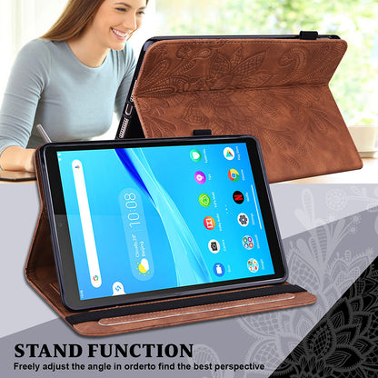 Leather Wallet Stand Tablet Cover with Flower Pattern Imprinting for Lenovo Tab M10 Plus/Smart Tab M10 FHD Plus TB-X606F/TB-606X