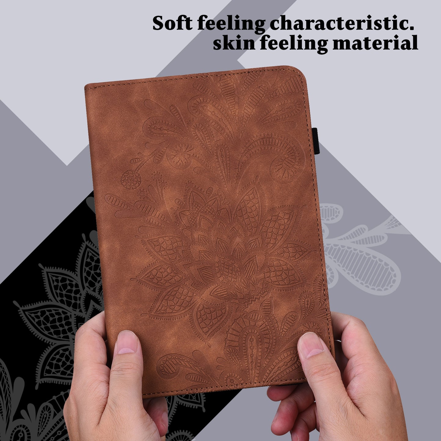 Leather Wallet Stand Tablet Cover with Flower Pattern Imprinting for Lenovo Tab M10 Plus/Smart Tab M10 FHD Plus TB-X606F/TB-606X