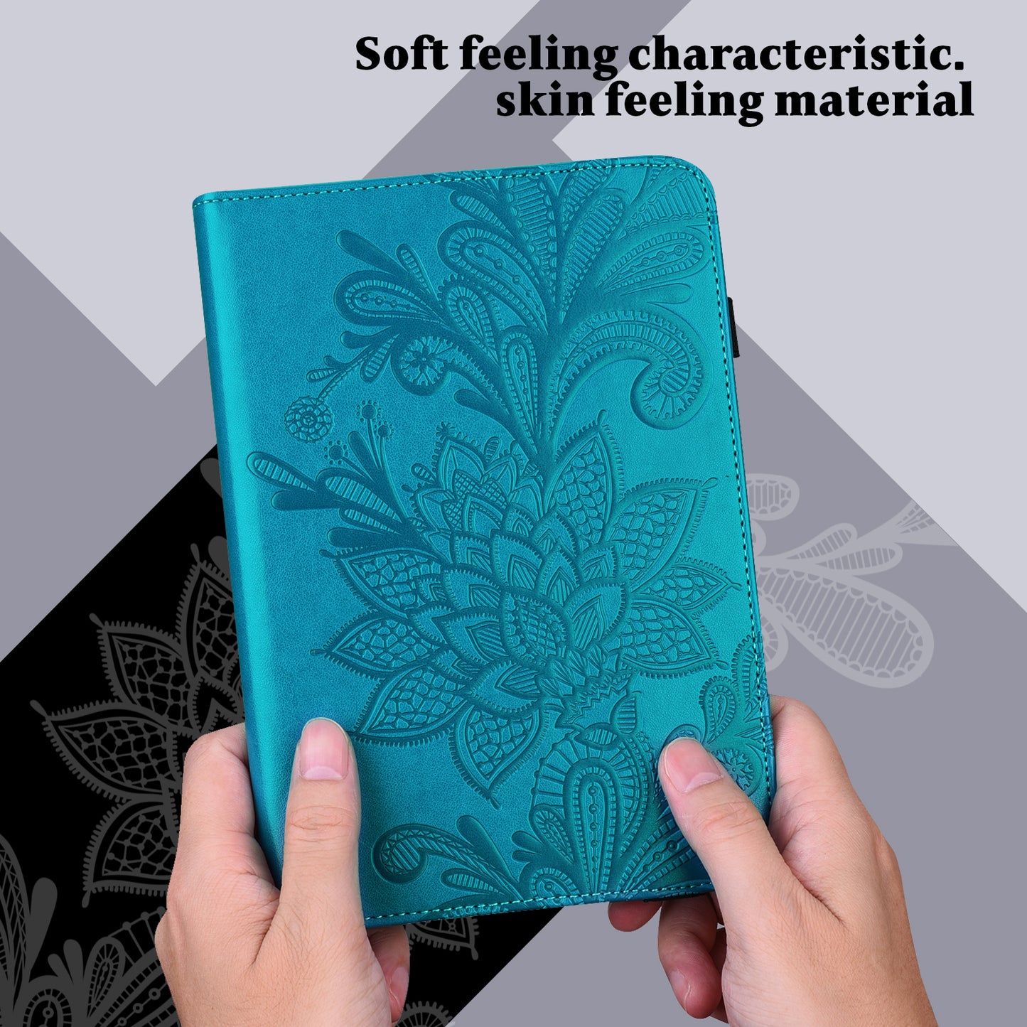 Leather Wallet Stand Tablet Cover with Flower Pattern Imprinting for Lenovo Tab M10 Plus/Smart Tab M10 FHD Plus TB-X606F/TB-606X