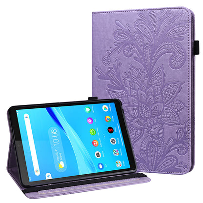 Leather Wallet Stand Tablet Cover with Flower Pattern Imprinting for Lenovo Tab M10 Plus/Smart Tab M10 FHD Plus TB-X606F/TB-606X