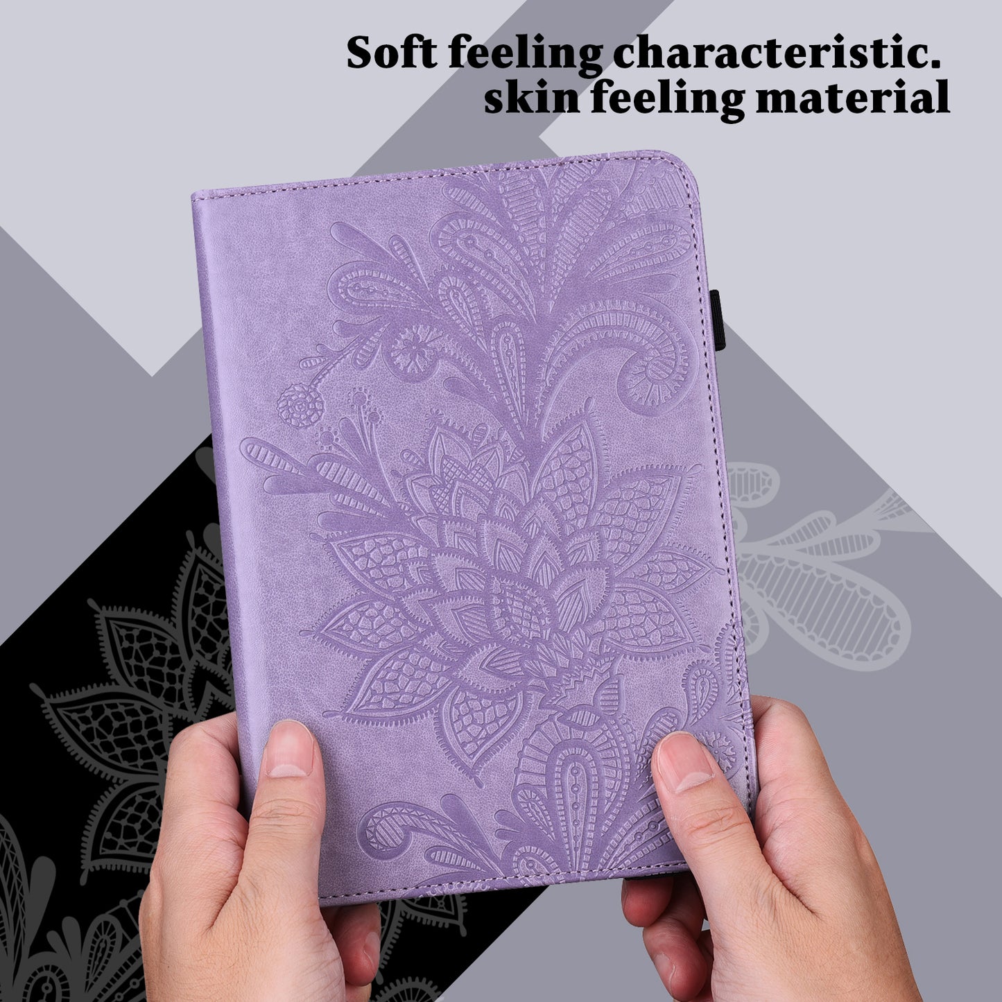 Leather Wallet Stand Tablet Cover with Flower Pattern Imprinting for Lenovo Tab M10 Plus/Smart Tab M10 FHD Plus TB-X606F/TB-606X