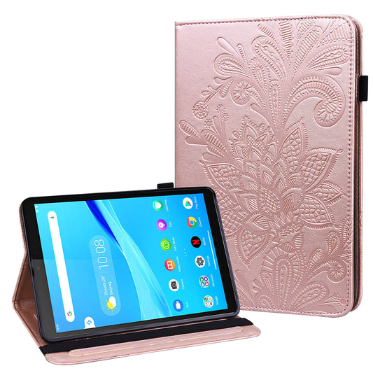 Leather Wallet Stand Tablet Cover with Flower Pattern Imprinting for Lenovo Tab M10 Plus/Smart Tab M10 FHD Plus TB-X606F/TB-606X