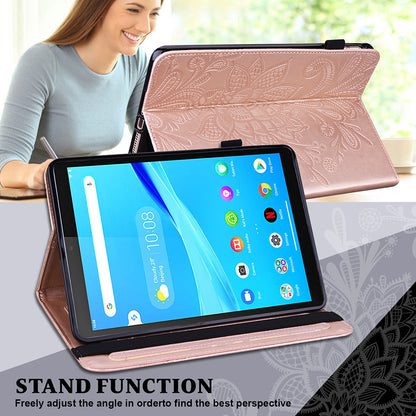 Leather Wallet Stand Tablet Cover with Flower Pattern Imprinting for Lenovo Tab M10 Plus/Smart Tab M10 FHD Plus TB-X606F/TB-606X