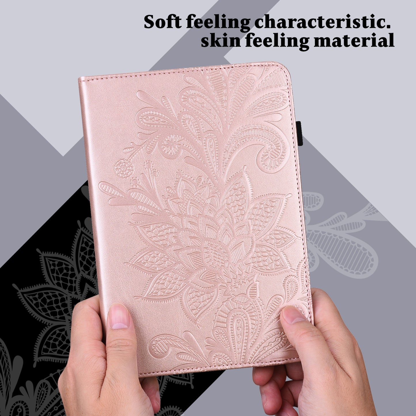 Leather Wallet Stand Tablet Cover with Flower Pattern Imprinting for Lenovo Tab M10 Plus/Smart Tab M10 FHD Plus TB-X606F/TB-606X