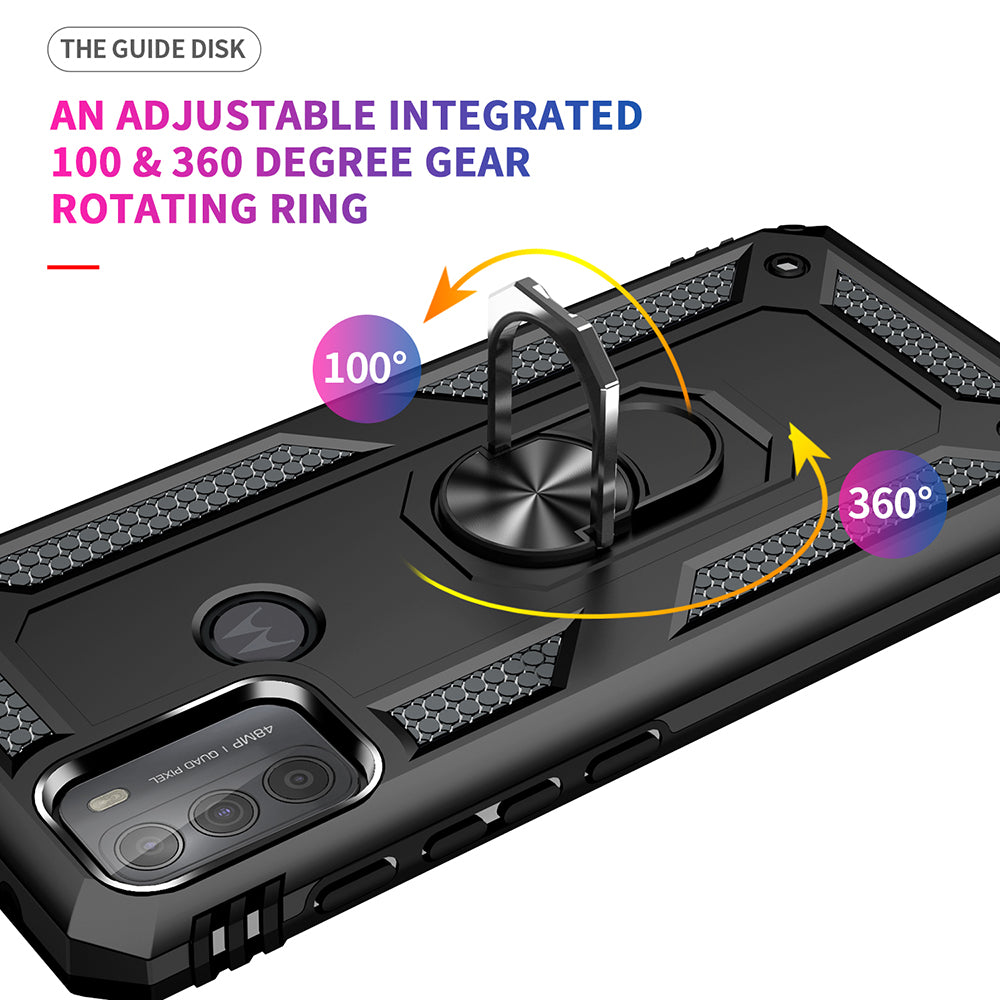 Drop-Proof Hybrid Phone Cover Shell with Ring Kickstand for Motorola Moto G50