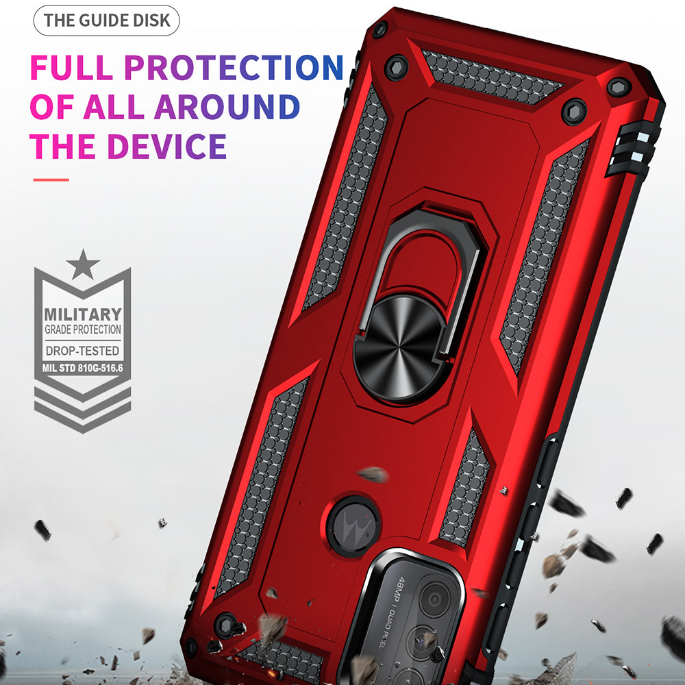 Drop-Proof Hybrid Phone Cover Shell with Ring Kickstand for Motorola Moto G50