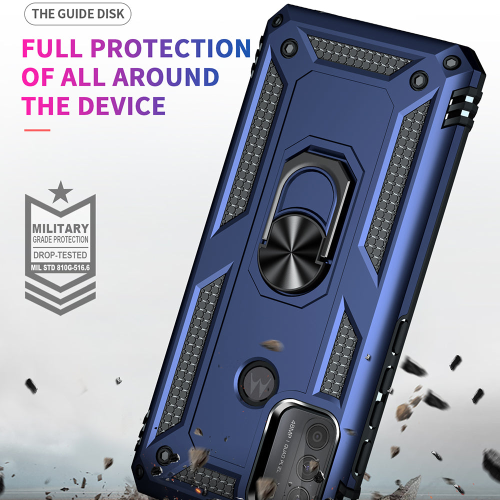 Drop-Proof Hybrid Phone Cover Shell with Ring Kickstand for Motorola Moto G50