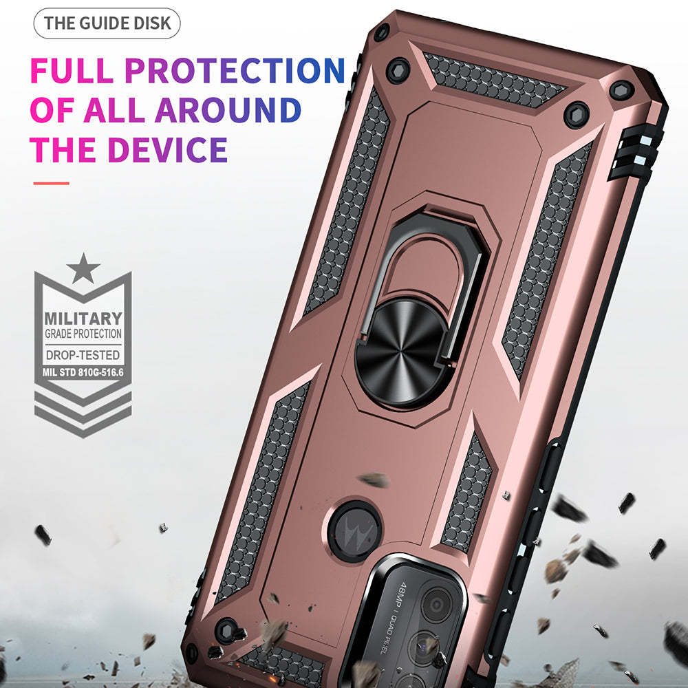 Drop-Proof Hybrid Phone Cover Shell with Ring Kickstand for Motorola Moto G50