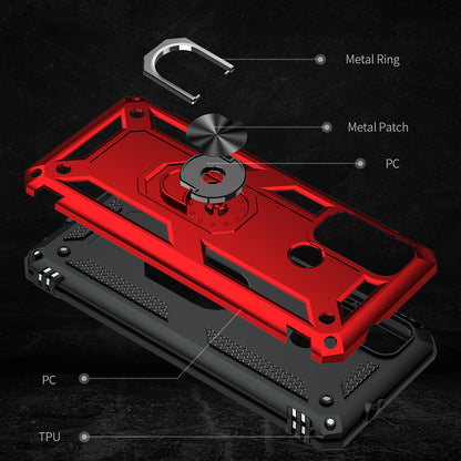 Miltary Grade Drop Protection Magnetic Ring Kickstand Hybrid Plastic PC+TPU Impact Resistant Case Cover for Motorola Moto G60 / G40 Fusion