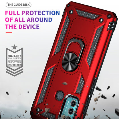 Miltary Grade Drop Protection Magnetic Ring Kickstand Hybrid Plastic PC+TPU Impact Resistant Case Cover for Motorola Moto G60 / G40 Fusion