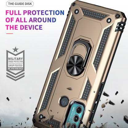 Miltary Grade Drop Protection Magnetic Ring Kickstand Hybrid Plastic PC+TPU Impact Resistant Case Cover for Motorola Moto G60 / G40 Fusion