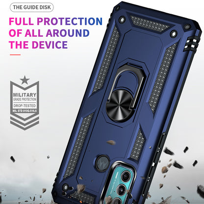 Miltary Grade Drop Protection Magnetic Ring Kickstand Hybrid Plastic PC+TPU Impact Resistant Case Cover for Motorola Moto G60 / G40 Fusion