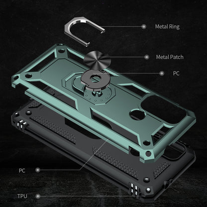 Miltary Grade Drop Protection Magnetic Ring Kickstand Hybrid Plastic PC+TPU Impact Resistant Case Cover for Motorola Moto G60 / G40 Fusion