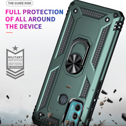 Miltary Grade Drop Protection Magnetic Ring Kickstand Hybrid Plastic PC+TPU Impact Resistant Case Cover for Motorola Moto G60 / G40 Fusion